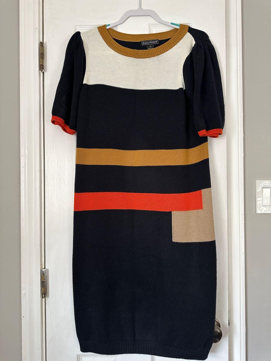 jessica howard black and gold dress Jessica Howard Short Printed 2 Piece Dress Set main image 0