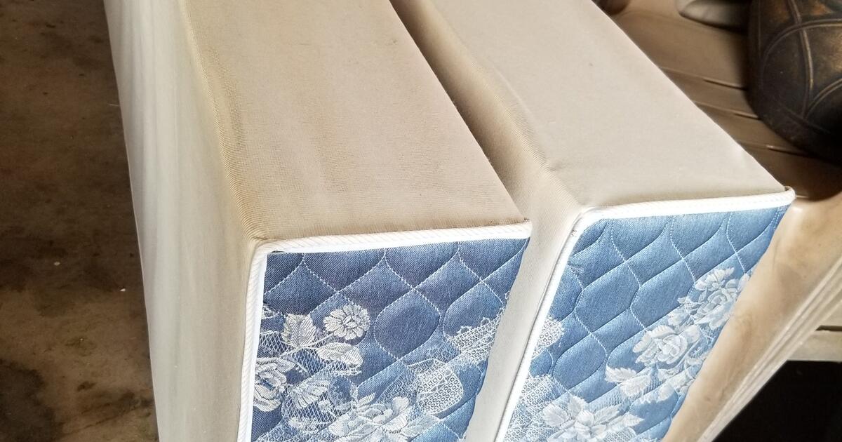 Queen size waterbed mattress, liner, box springs, bed frame and heater