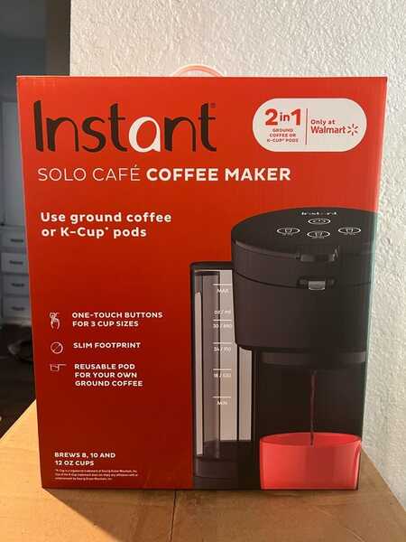 Instant Solo 2-in-1 Single Serve Coffee Maker for Ground Coffee or K-Cup  Pods with 3 Brew Sizes, Navy 