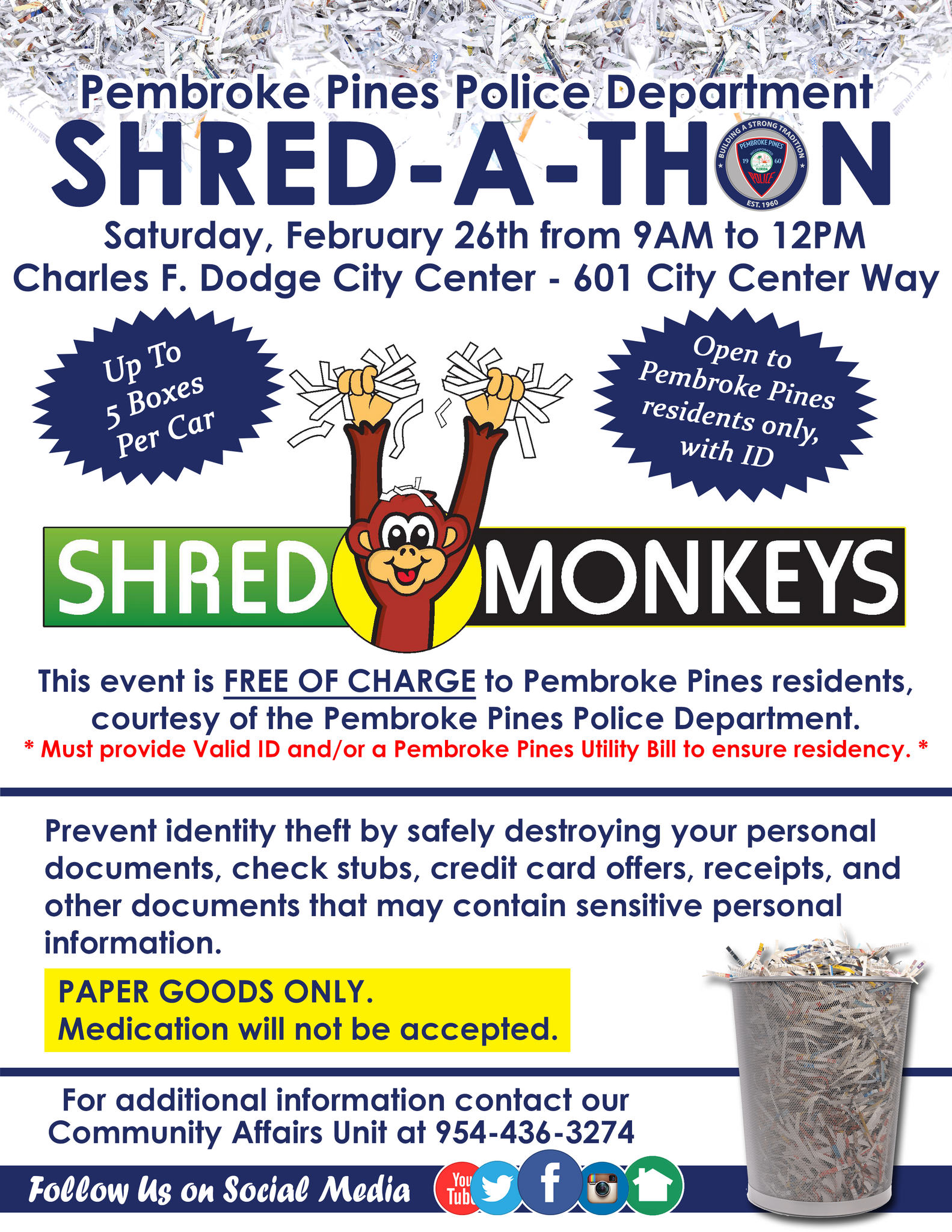 Event Announcement ShredAThon (Pembroke Pines Police Department