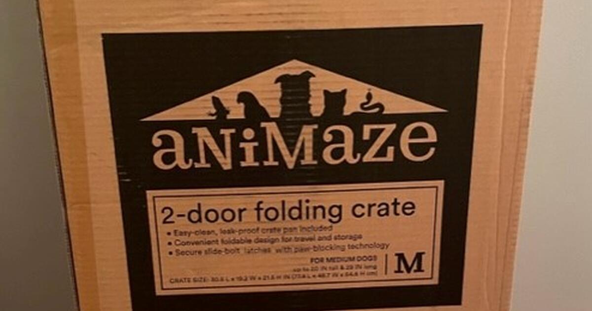 Animaze 2Door Folding Dog Crate, 30.5" L X 19.2" W X 21.5" H (Medium