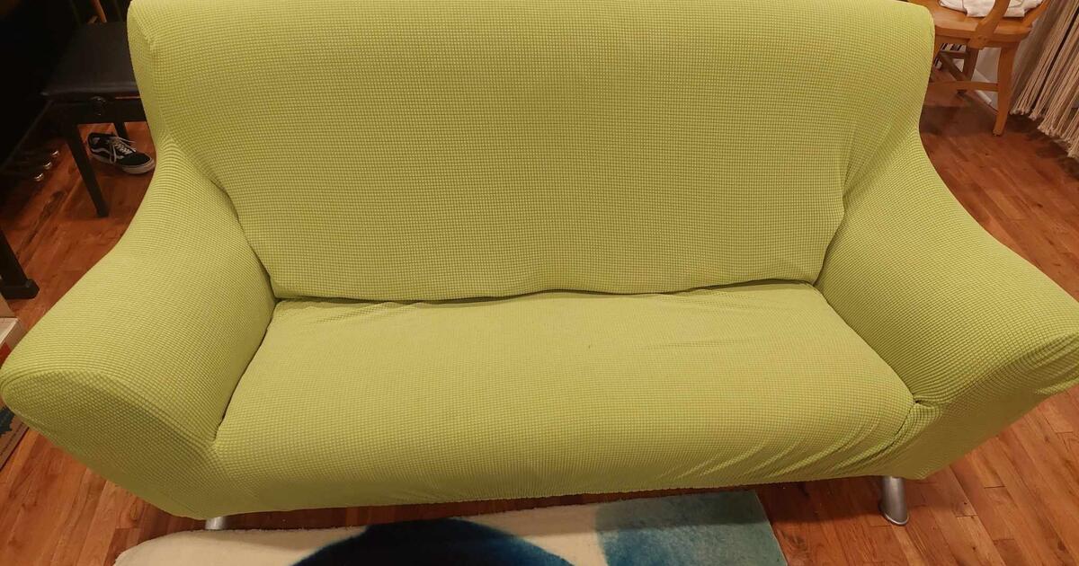 Yellow Leather Sofa High Back + Green Cover for Free in Decatur, GA