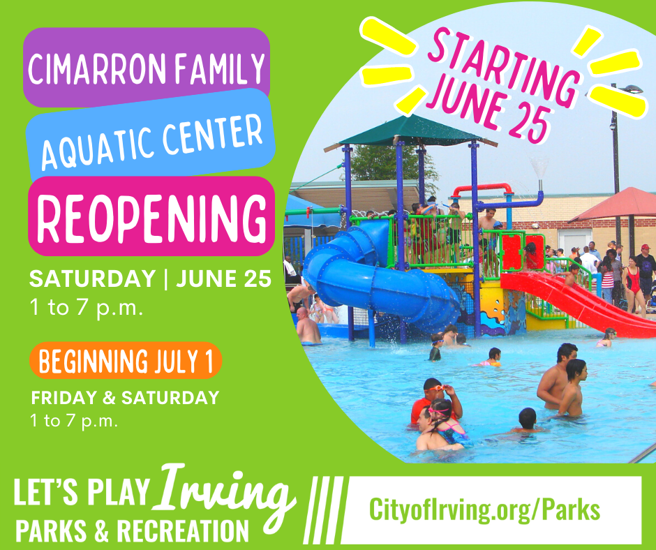 Cimarron Family Aquatic Center Reopening June 25 (City of Irving