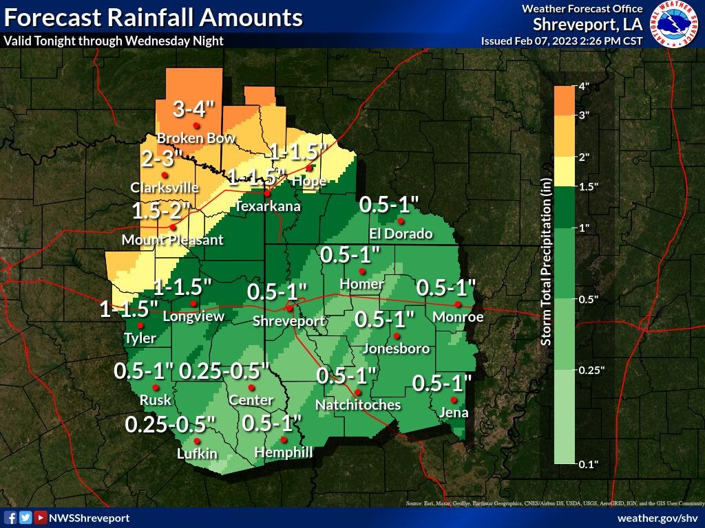 According to the National Weather Service, heavy rainfall will be