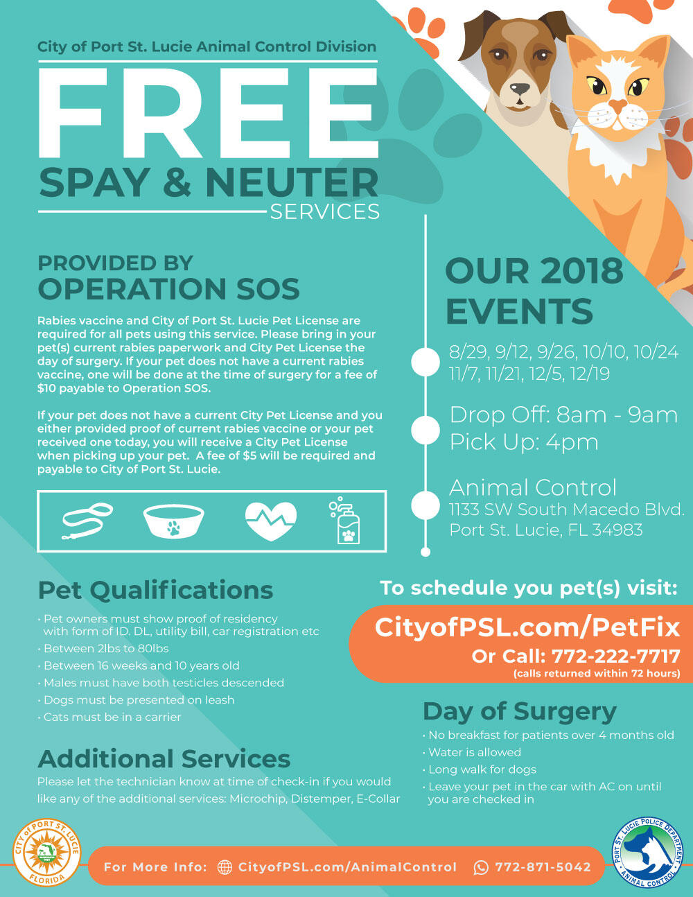 Free spay and neuter services (City of Port St. Lucie) — Nextdoor