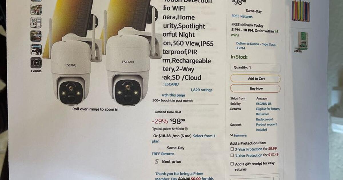 Wireless Solar Outdoor Security Cameras plus SD cards for 75 in Cape