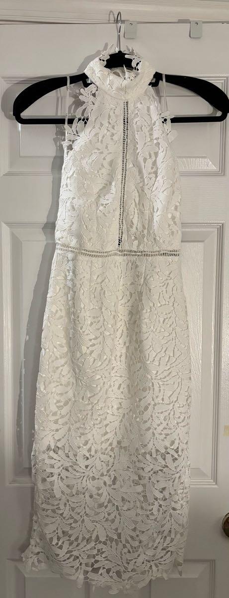 lace up white dress Lyon Lace Dress in White Lace – RESA main image 1