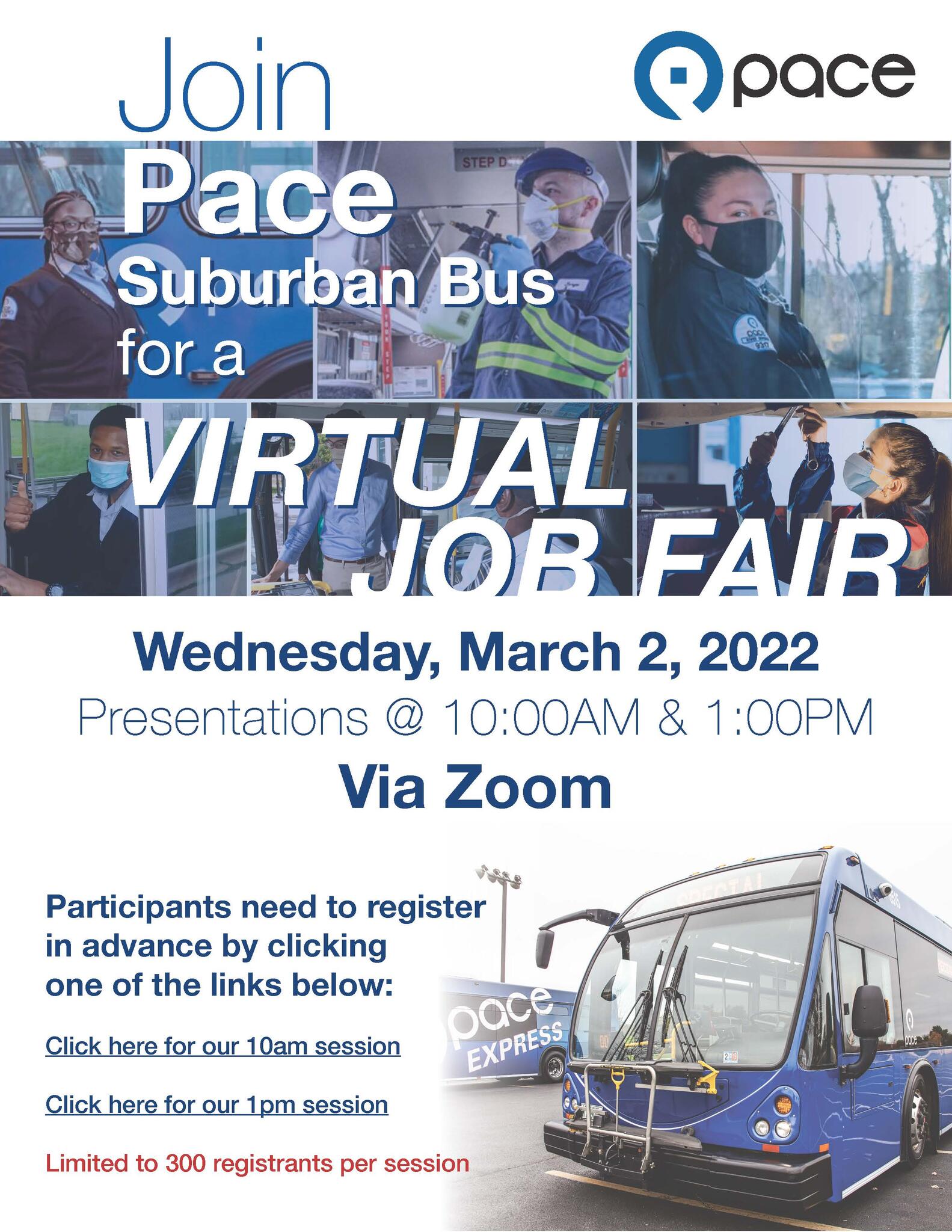Attention Pace Suburban Bus is hiring & hosting a virtual job fair