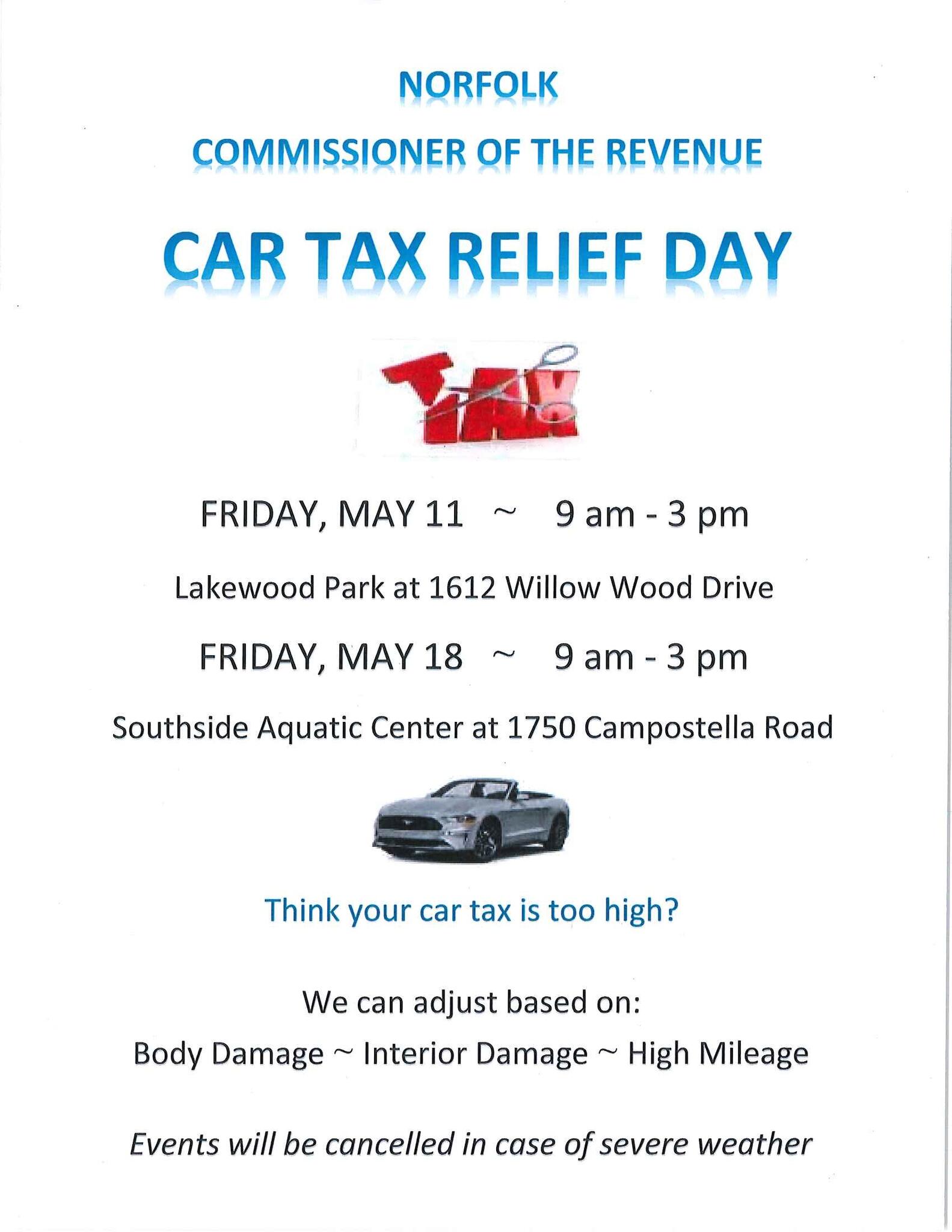 Car Tax Relief Day! (City of Norfolk) — Nextdoor — Nextdoor