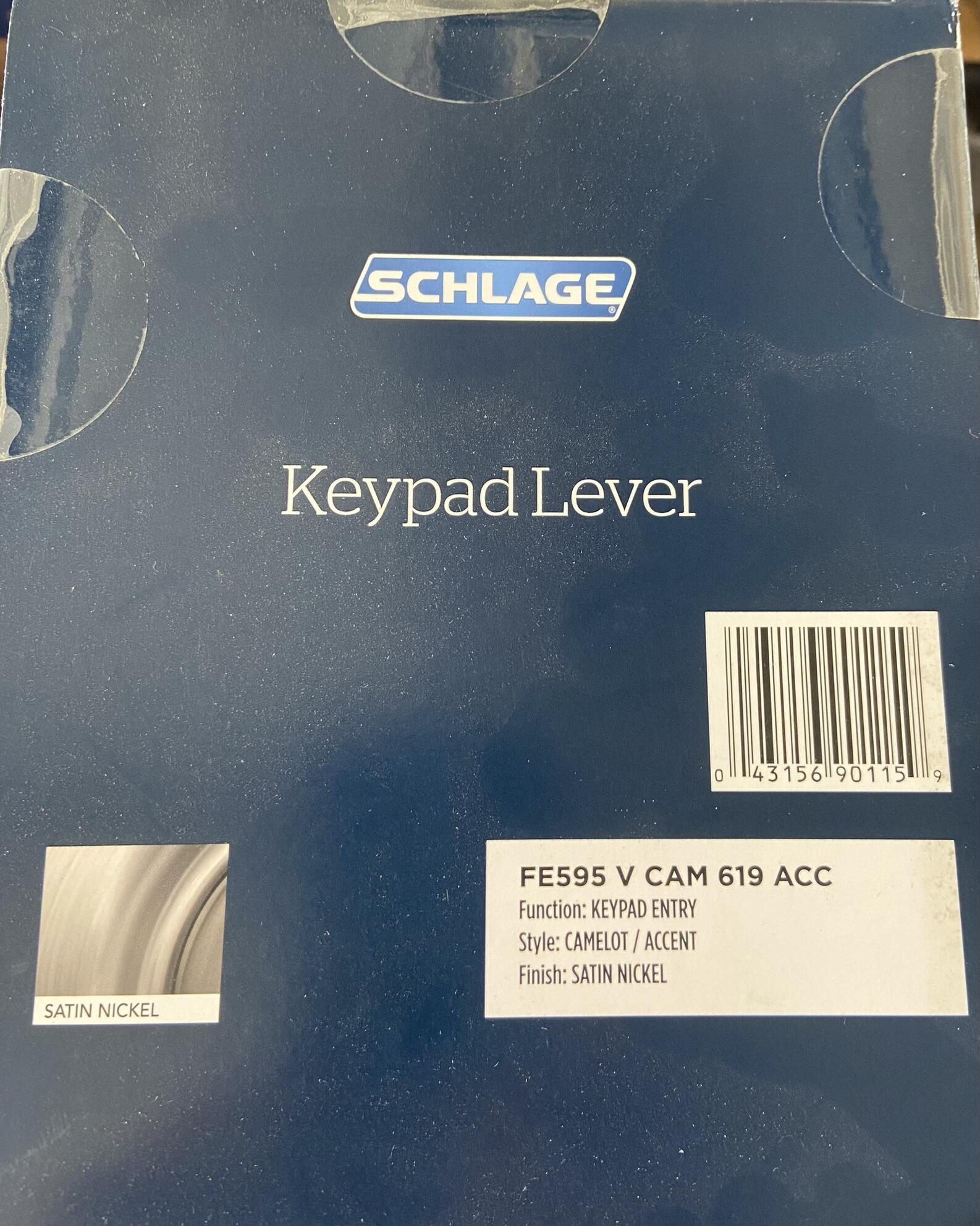 SCHLAGE Satin Nickel FE595VCAM619ACC Camelot Keypad Entry With Flex-Lock   Accent Levers For $80 In Novato, CA For Sale  Free — Nextdoor
