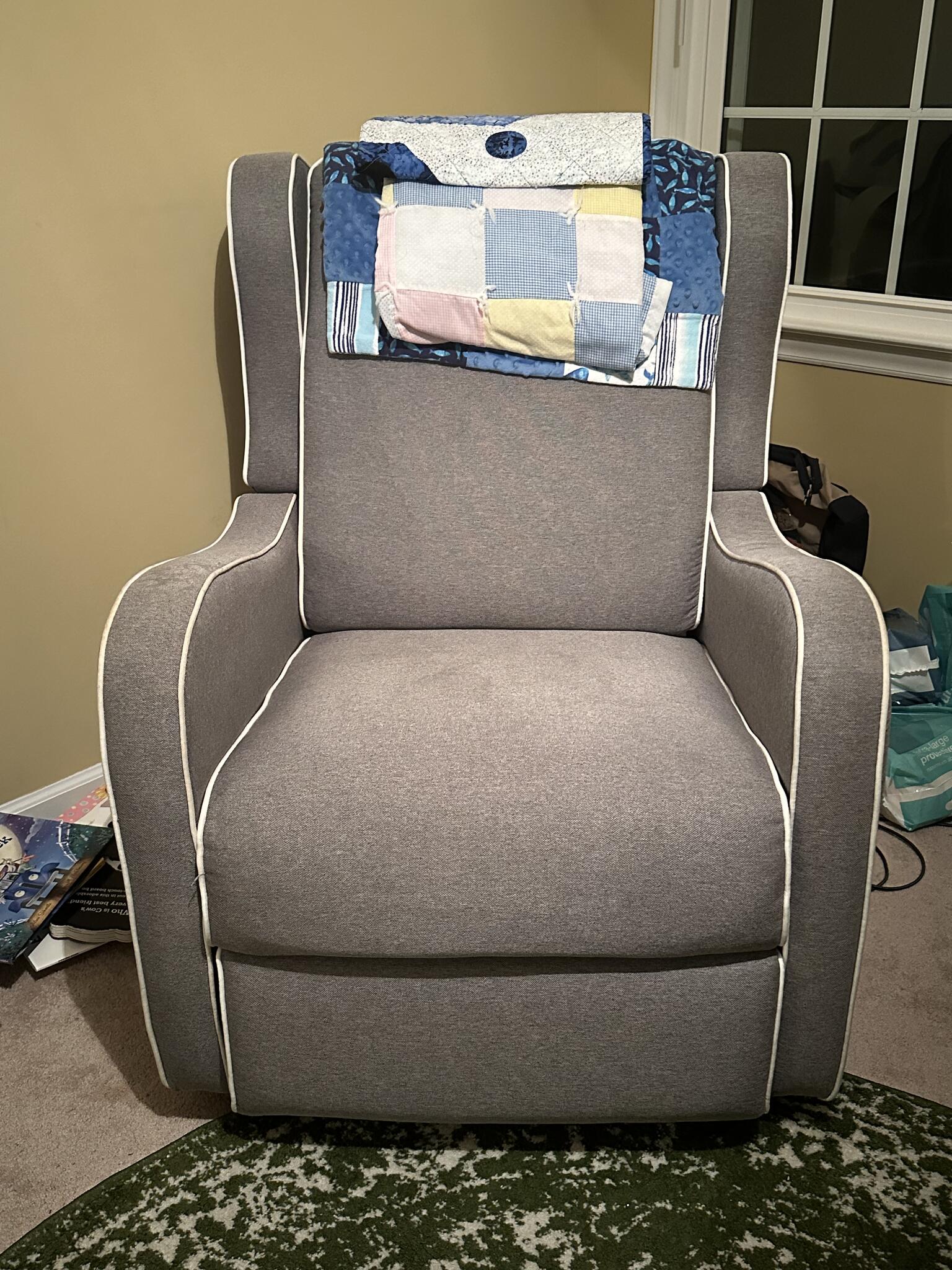 Gray recliner/rocking chair