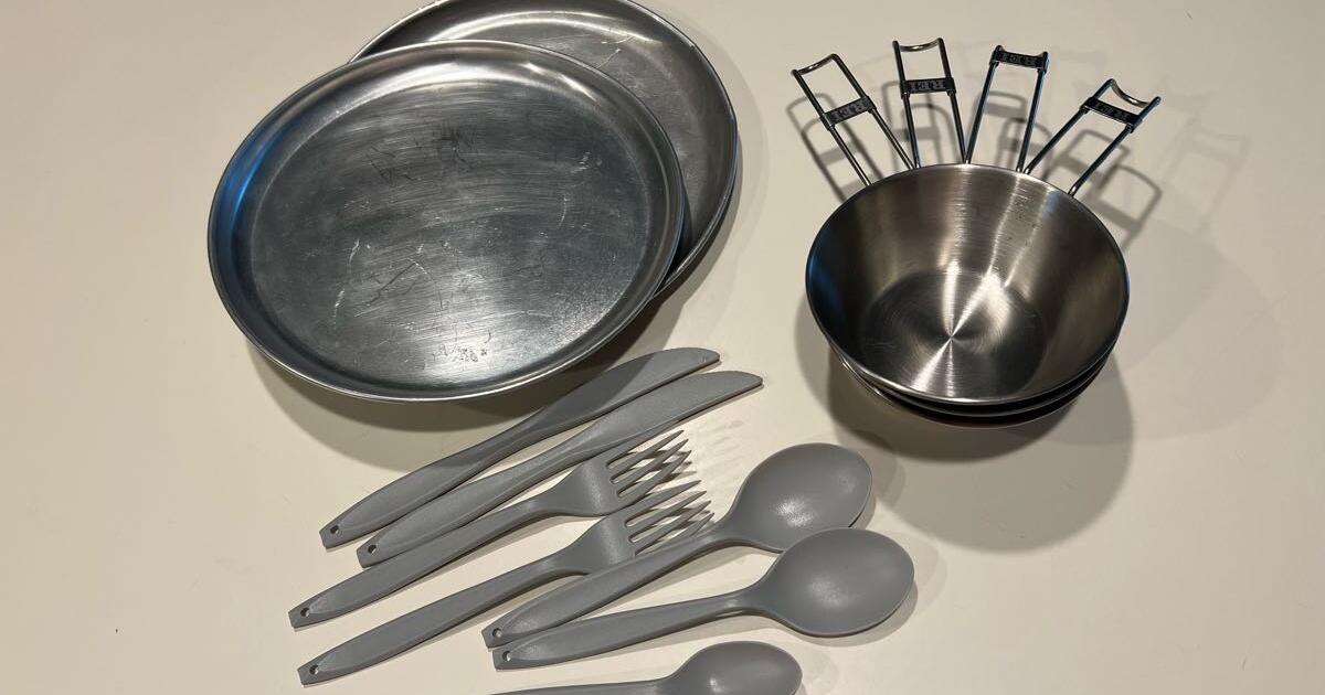 REI Camping plates, bowls, silverware. Used at scout camp for 15 in