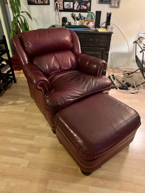 big red leather chair