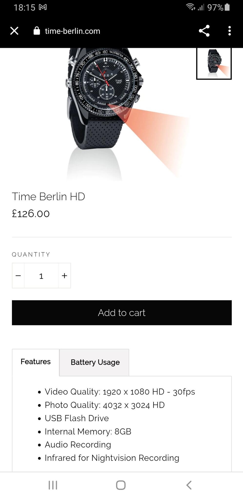 timewerk hd camera watch