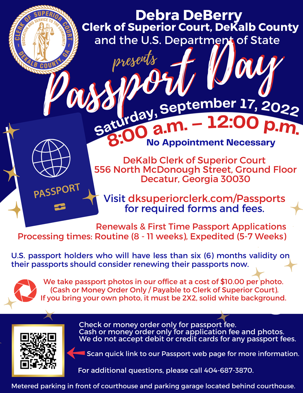 Passport Day! September 17th, 2022, from 8 am12 pm. (DeKalb County