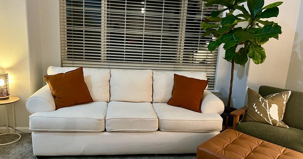 Wayfair White Linen Couch for 200 in Marysville, WA For Sale & Free