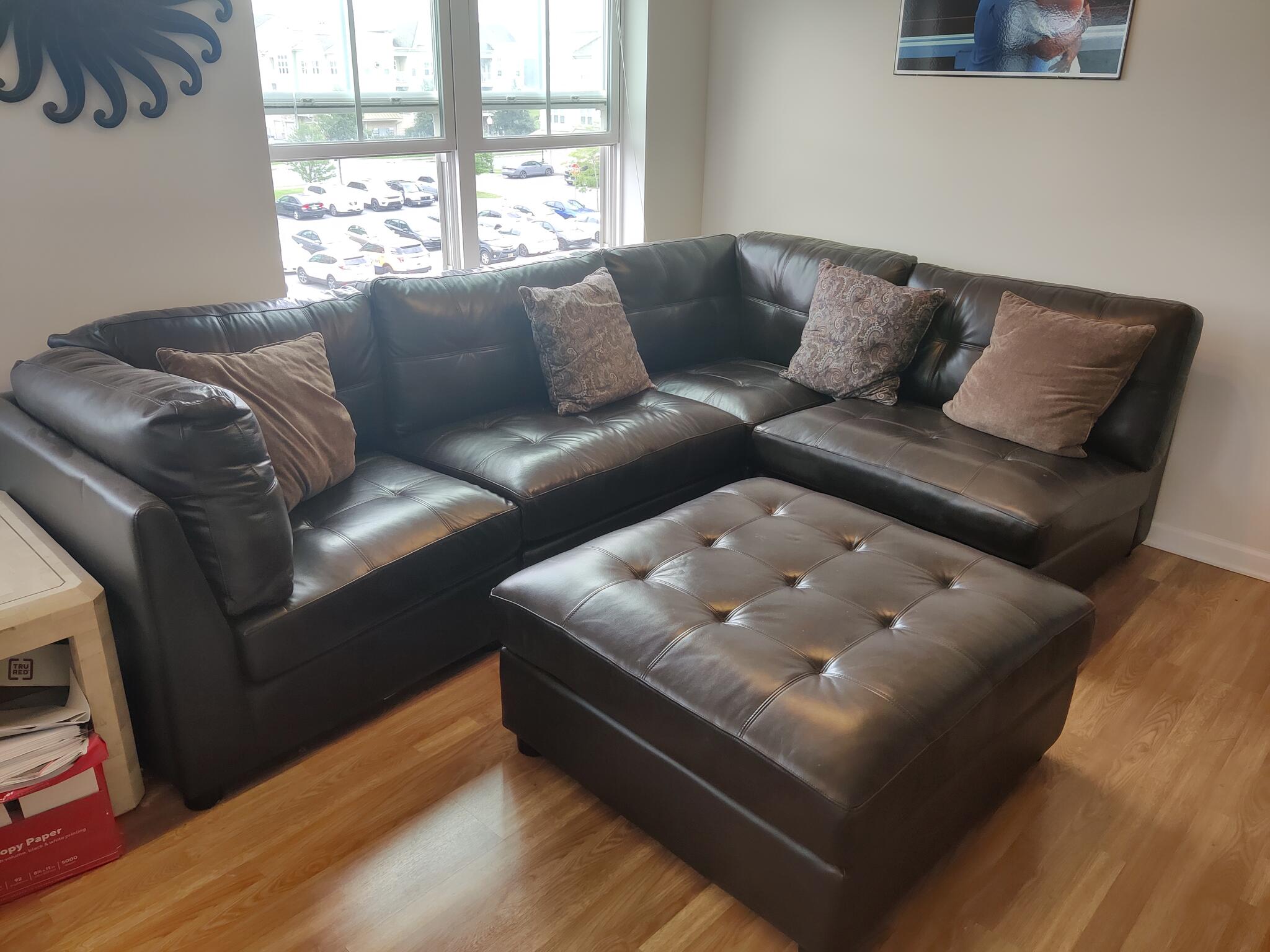 Calvin leather outlet modular sectional