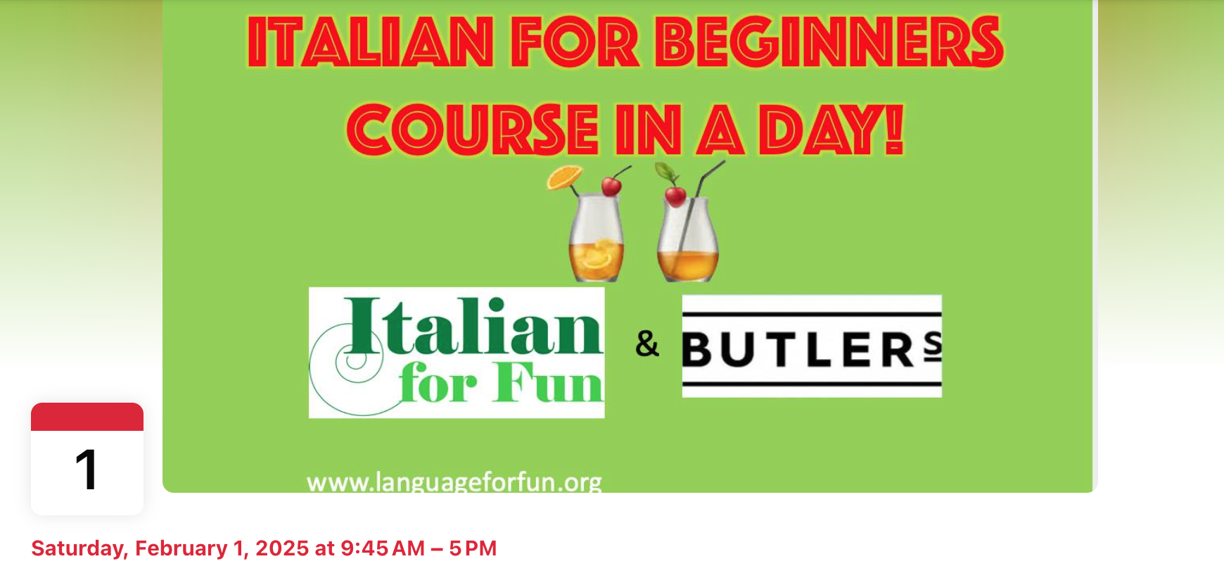 Dip into Italy! Beginners Holiday Italian Intensive Day Course at Butler's at Kirkstall Forge!