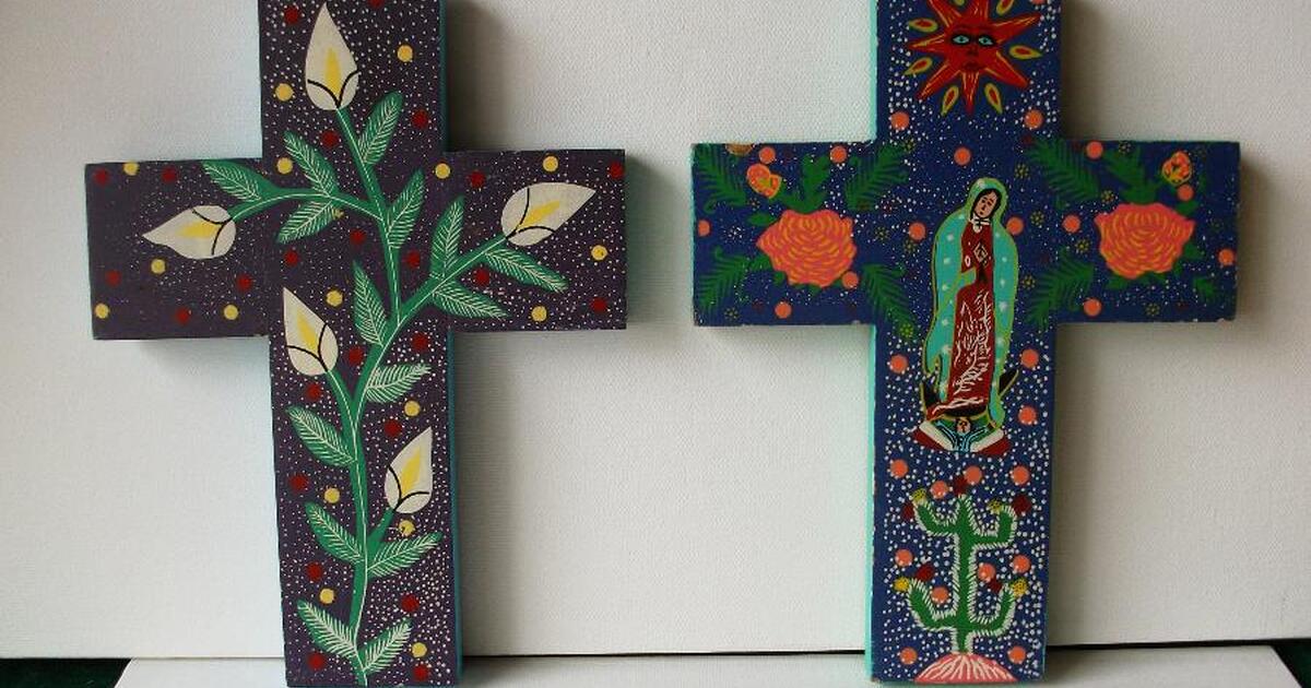 Pair of Beautiful Native American hand-painted pof Crosses Cross for ...