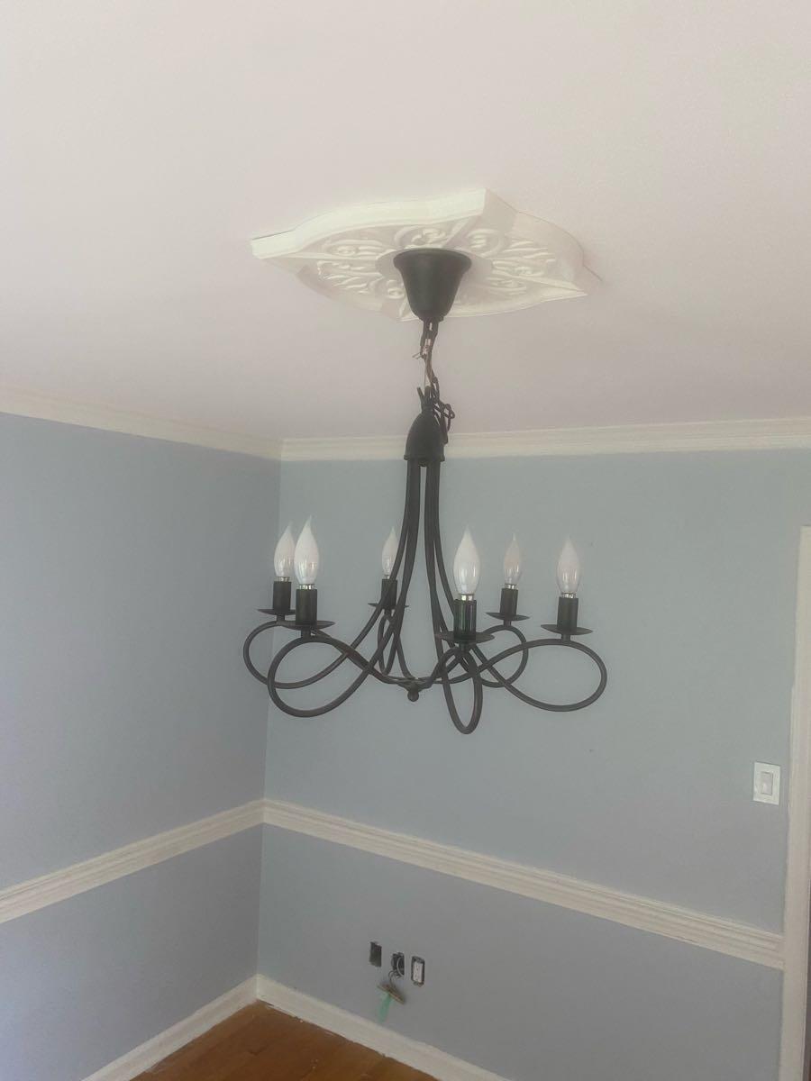 Black metal 6 light Chandelier.