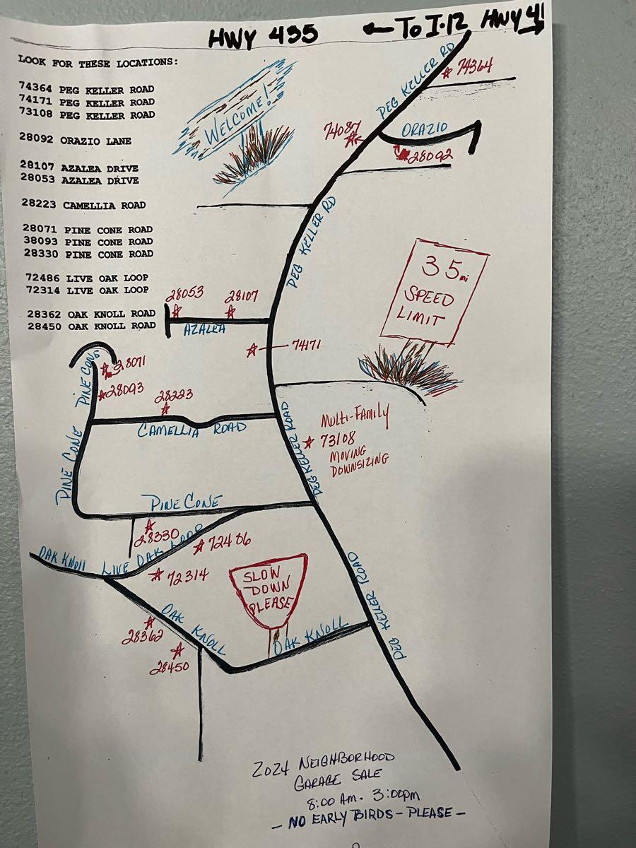 Saturday March 23 Neighborhood Garage Sale in Abita Springs, LA For