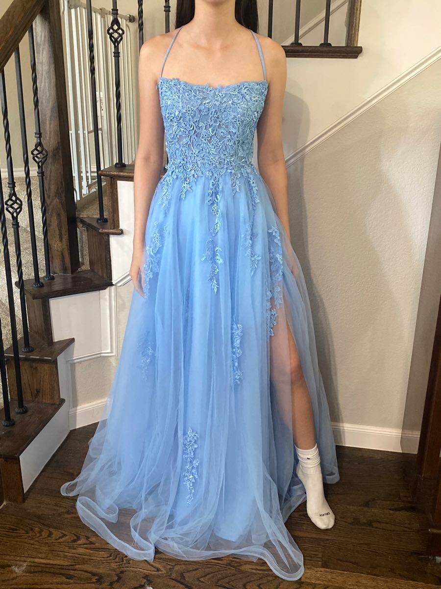 open lace back dress Long Sequin Prom Dress with Strappy Back main image 1