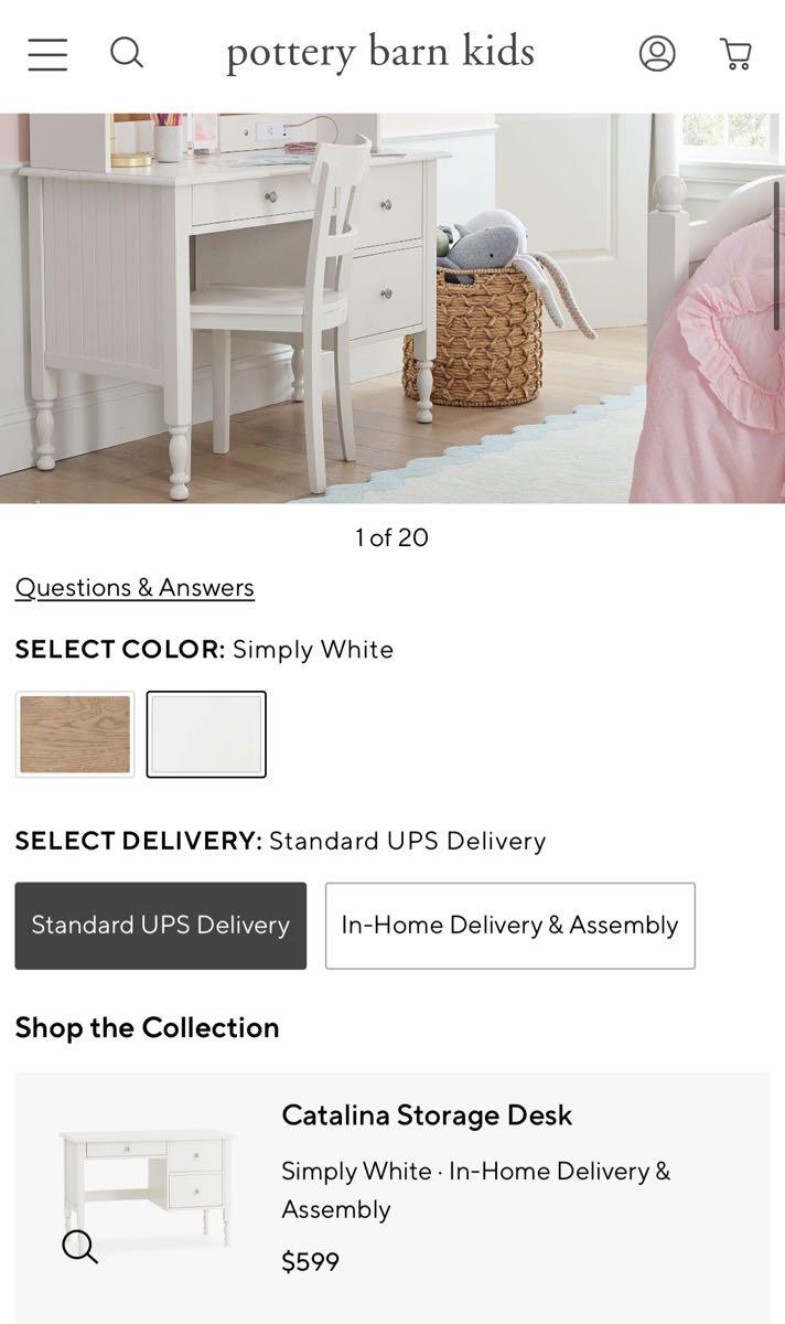 Pottery Barn Kids Catalina Storage Desk White Finish For $235 In