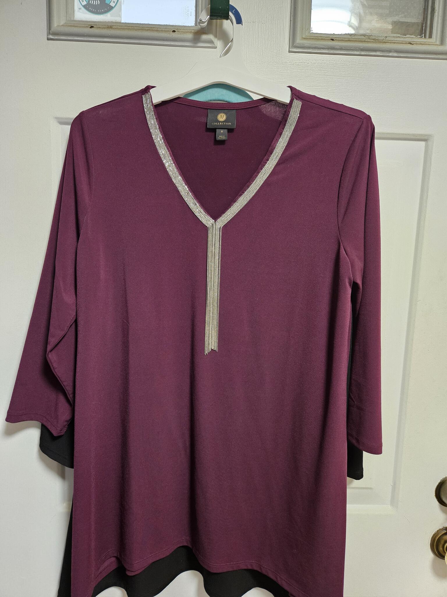 Wine/ Burgandy V-Neck Top