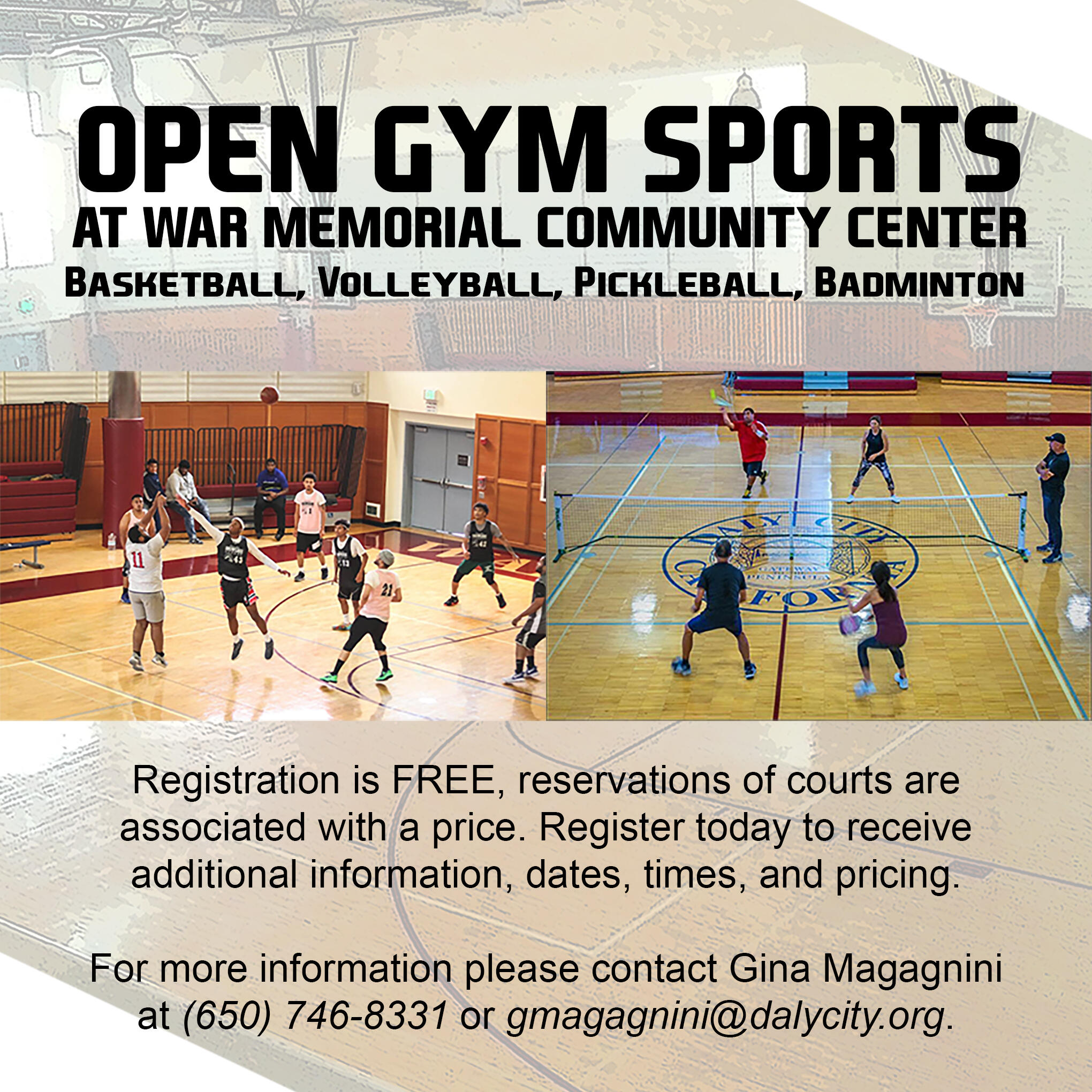 Open Gym Sports at War Memorial Community Center (Daly City Department
