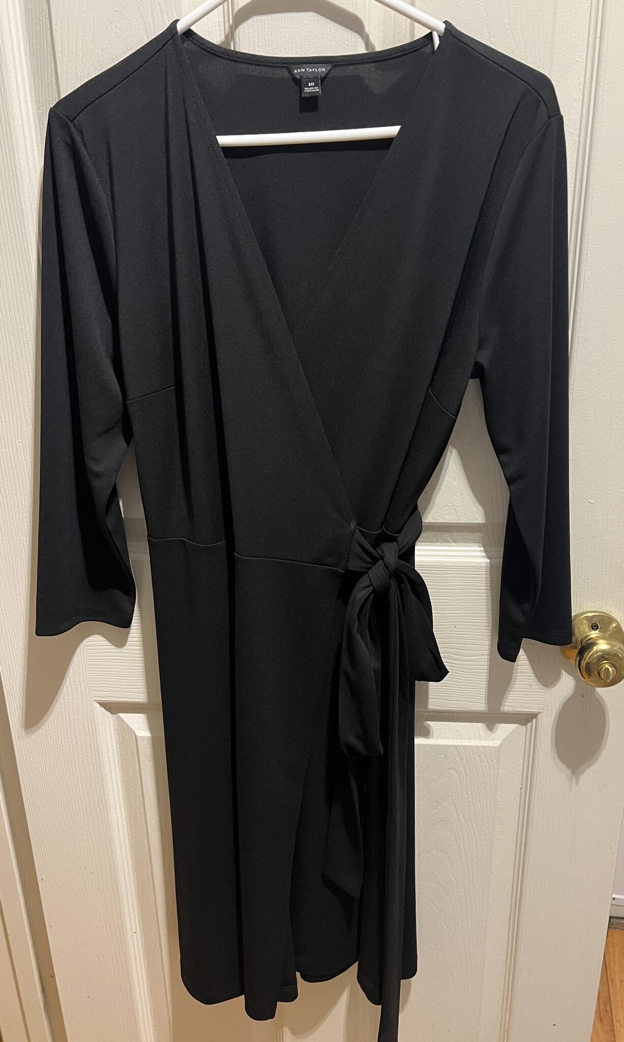 ann taylor black wrap dress Ann Taylor | Dresses | Loft Ann Taylor Black Wrap 34 Sleeve Belted Size 2 V  Neck Pleated Front Belted