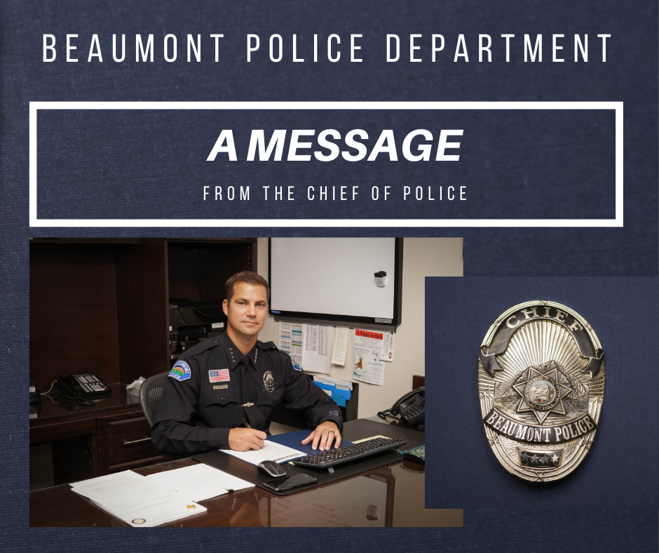 A Message from the Chief of Police COVID 19 Beaumont Police