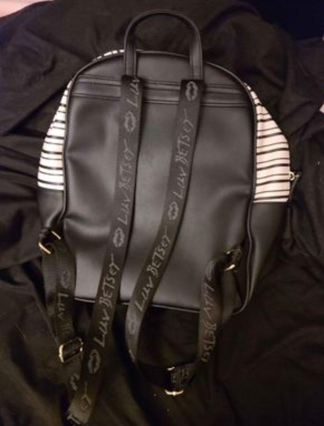 Betsey Johnson quilted winged sand Heart backpack Purse Handbag Beige Tan  Black | eBay