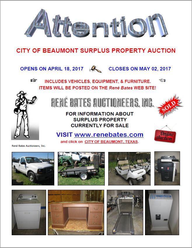 City to hold Surplus Property Auction City of Beaumont mdash