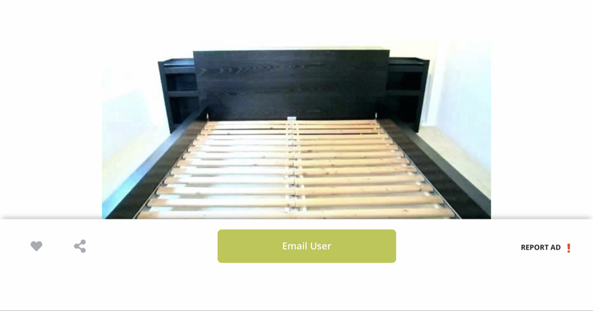 Black Brown Queen Bed Frame w/ hidden book shelf’s for 140 in