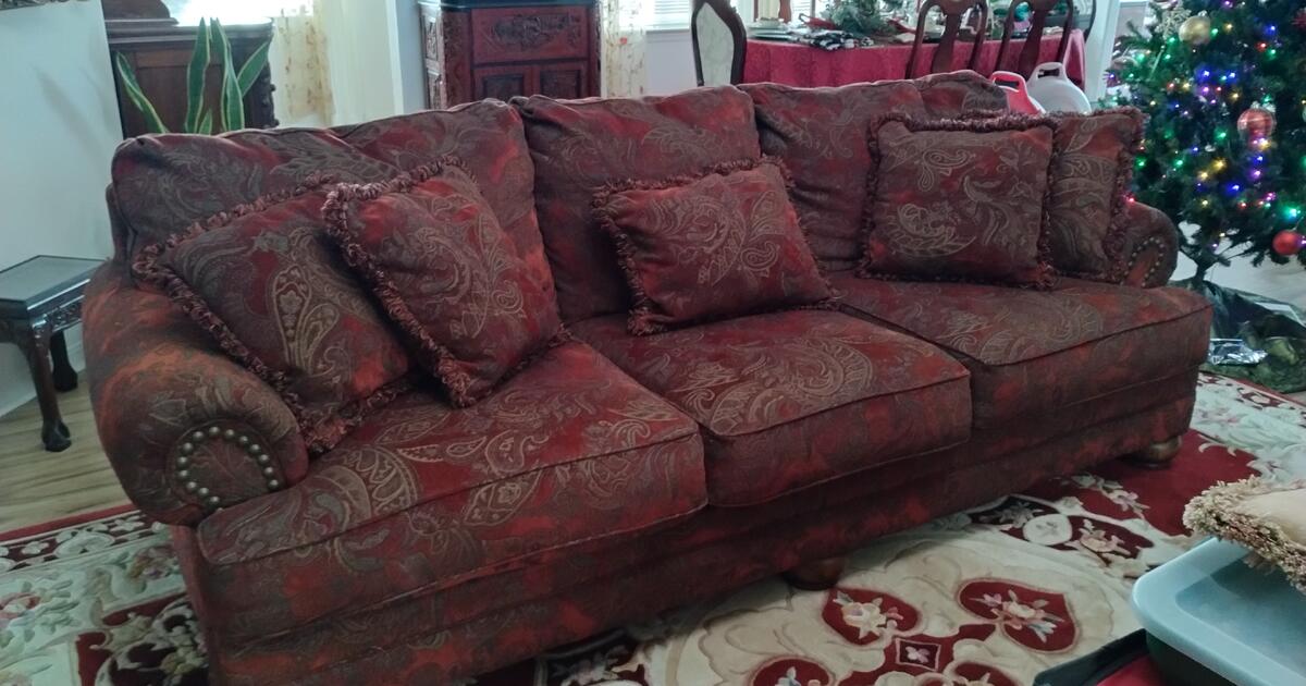 Elegant Red Patterned Sofa for Free in Calimesa, CA | For Sale & Free ...