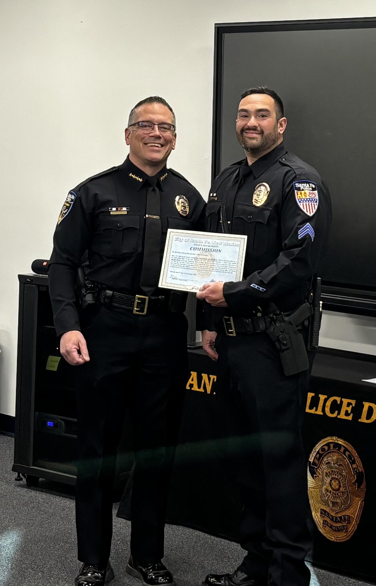 🚔 The Santa Fe Police Department congratulates Officer Derrick Solano and  Senior Police Officers Laura Gluvna, Matthew Humphrey and Damian Vigil on  their promotions to Detective.