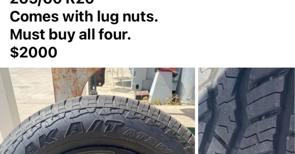 Brand new 20” Tires and alloy rims for 1200 in Lompoc, CA For Sale