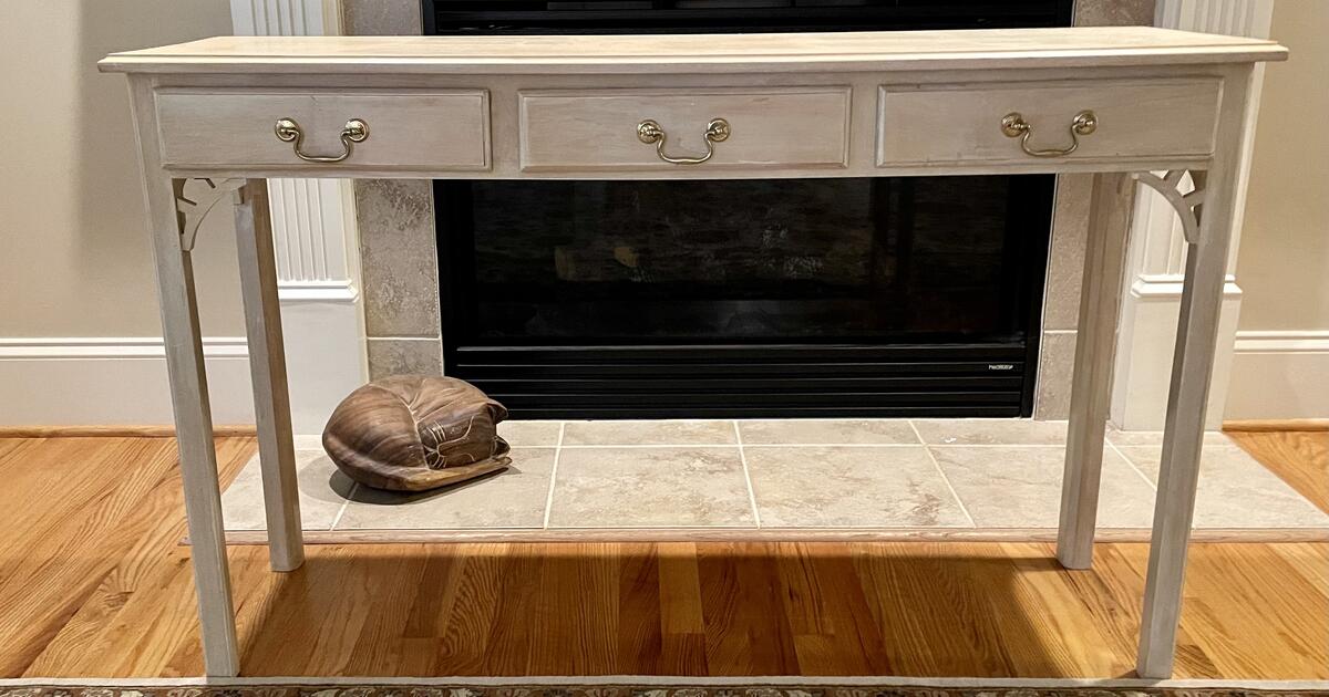 Offwhite Console Table, Solid Wood, Hand Crafted for 150 in Durham