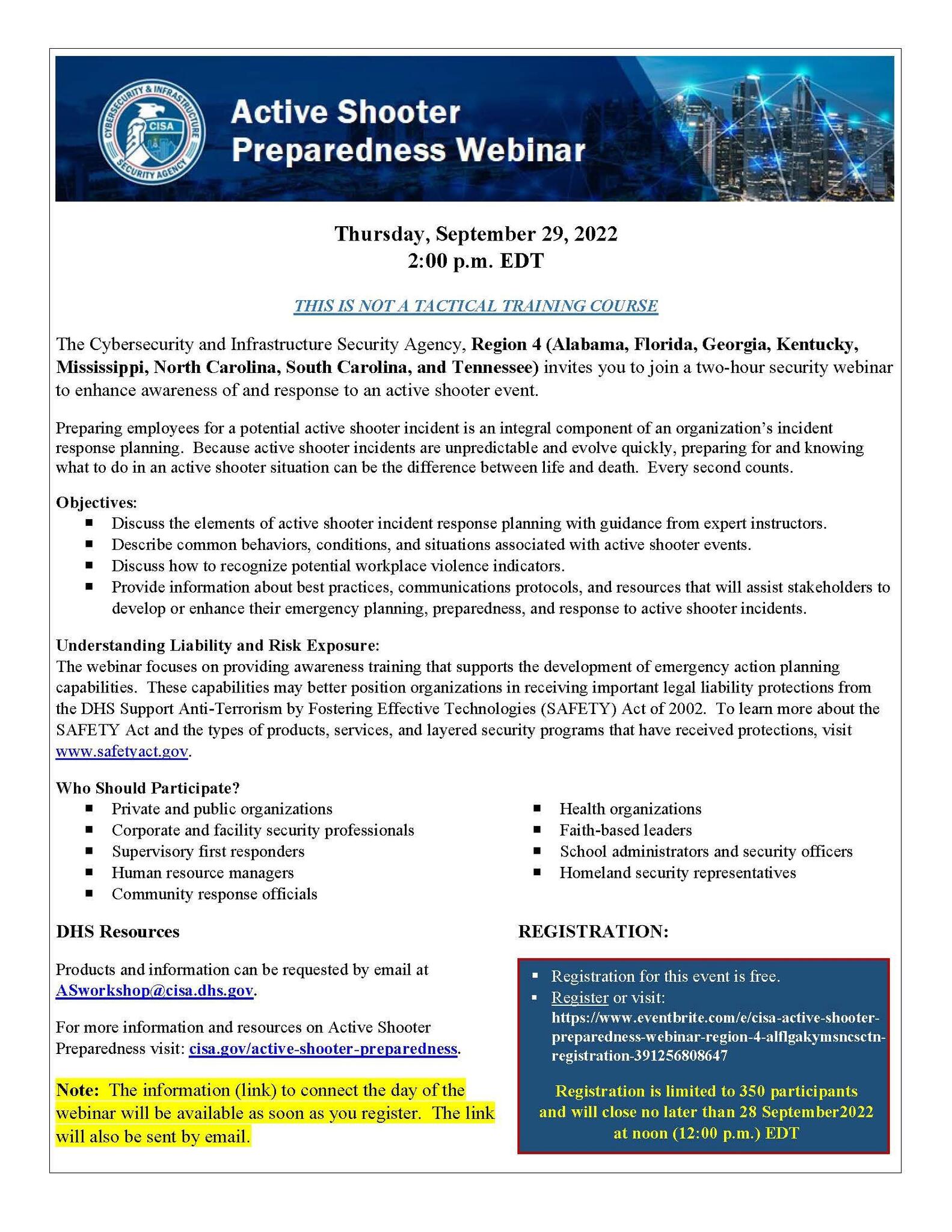 Active Shooter: Community Preparedness And Response - ehjxj0a