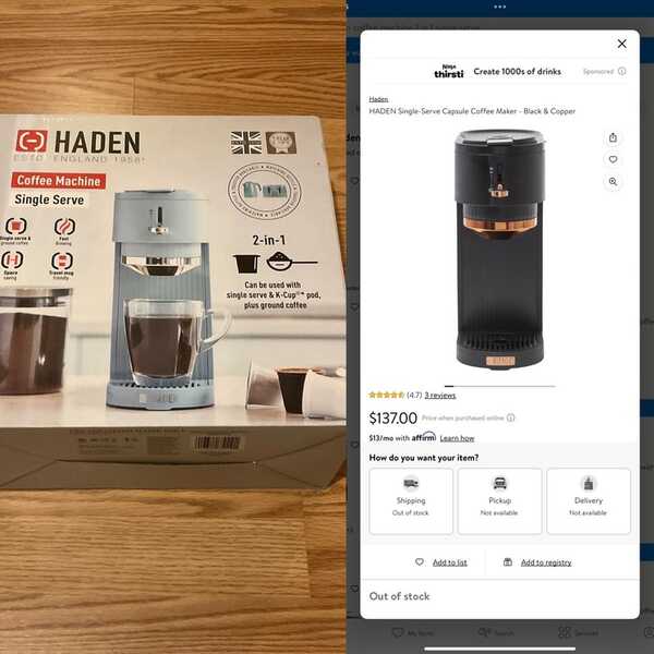 Haden Single-Serve Capsule Coffee Maker - Black & Copper