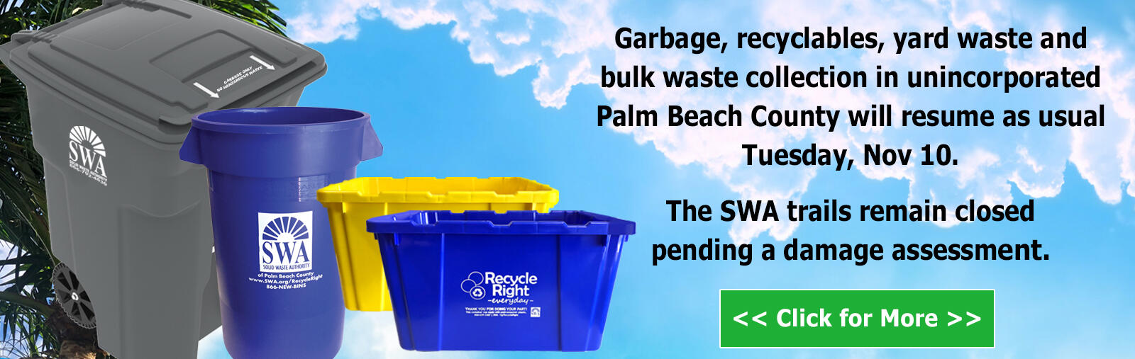 Garbage collection in unincorporated PBC to resume tomorrow (Tuesday