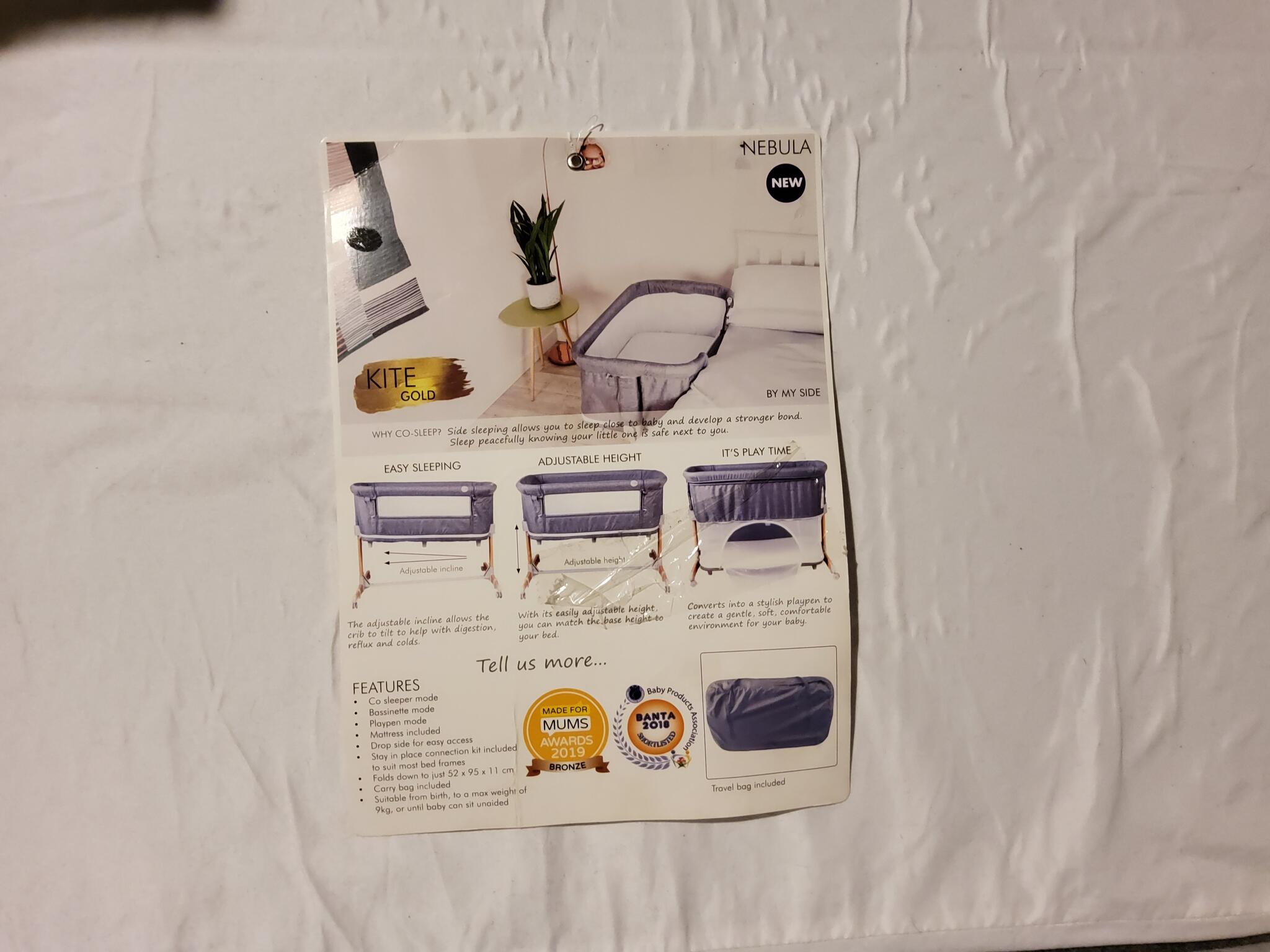 Red Kite Nebula Gold Bedside Cot For £40 In Chesterfield, Engl&