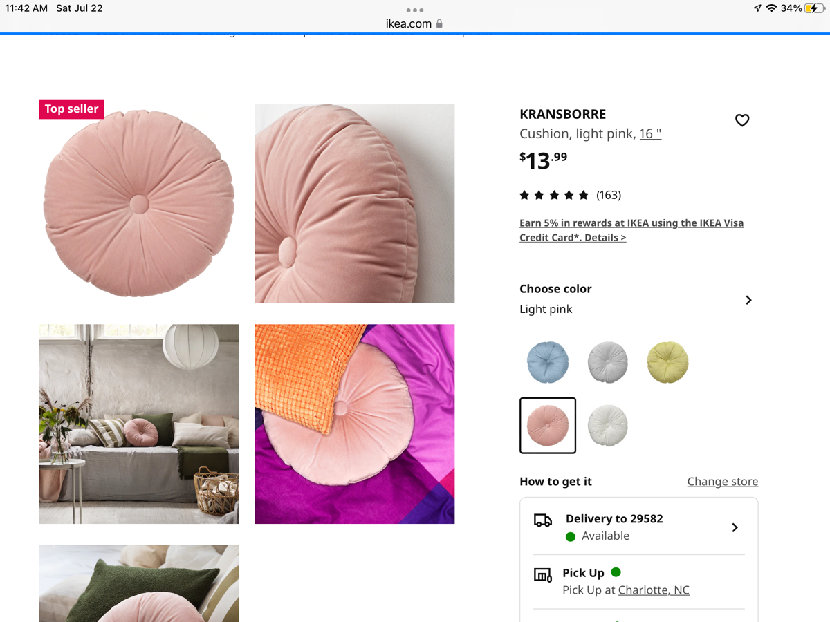 KRANSBORRE Cushion, light pink, 16 - IKEA