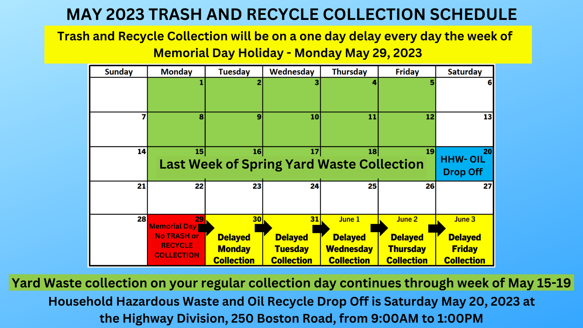Billerica Trash Pickup Schedule 2022
