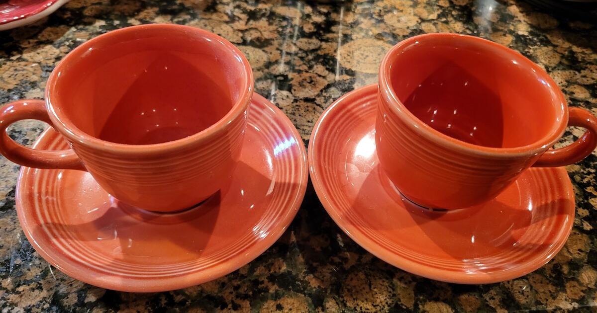 2 Sets Fiestaware Vintage PERSIMMONS Teacup & Saucer for 28 in