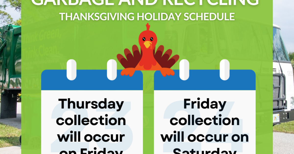 📅 Due to Thanksgiving, there's a slight change in Waste Management's collection schedule for