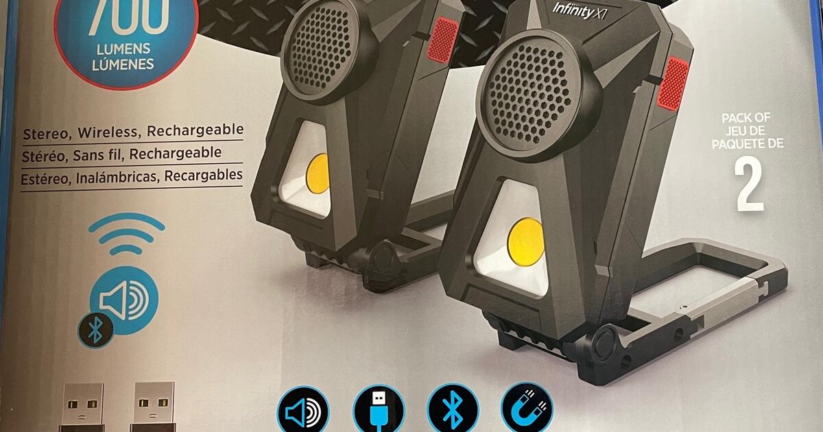 Infinity X1 Work Lights with Bluetooth Speakers, 2pack New from Costco