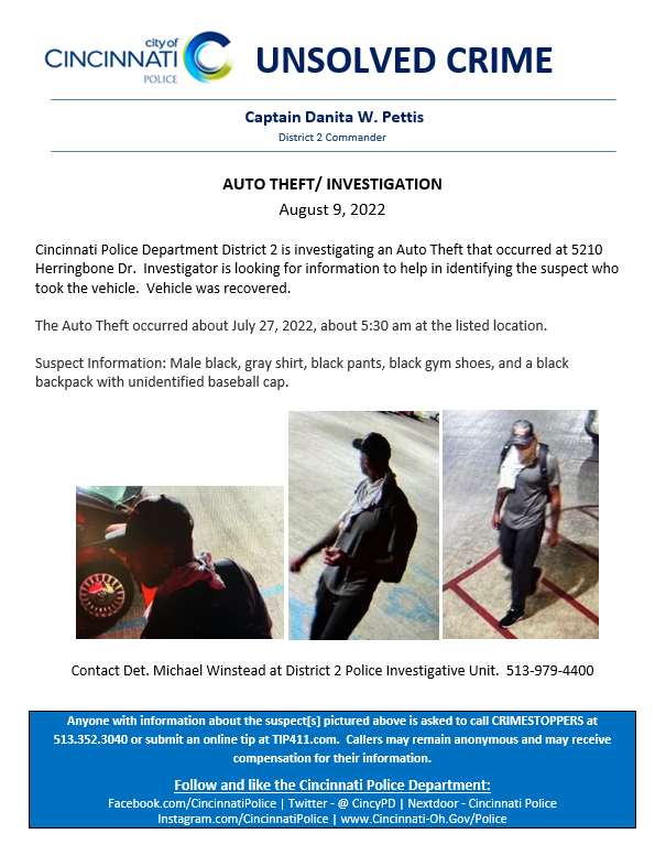 Auto Theft Investigation (Cincinnati Police Department) — Nextdoor