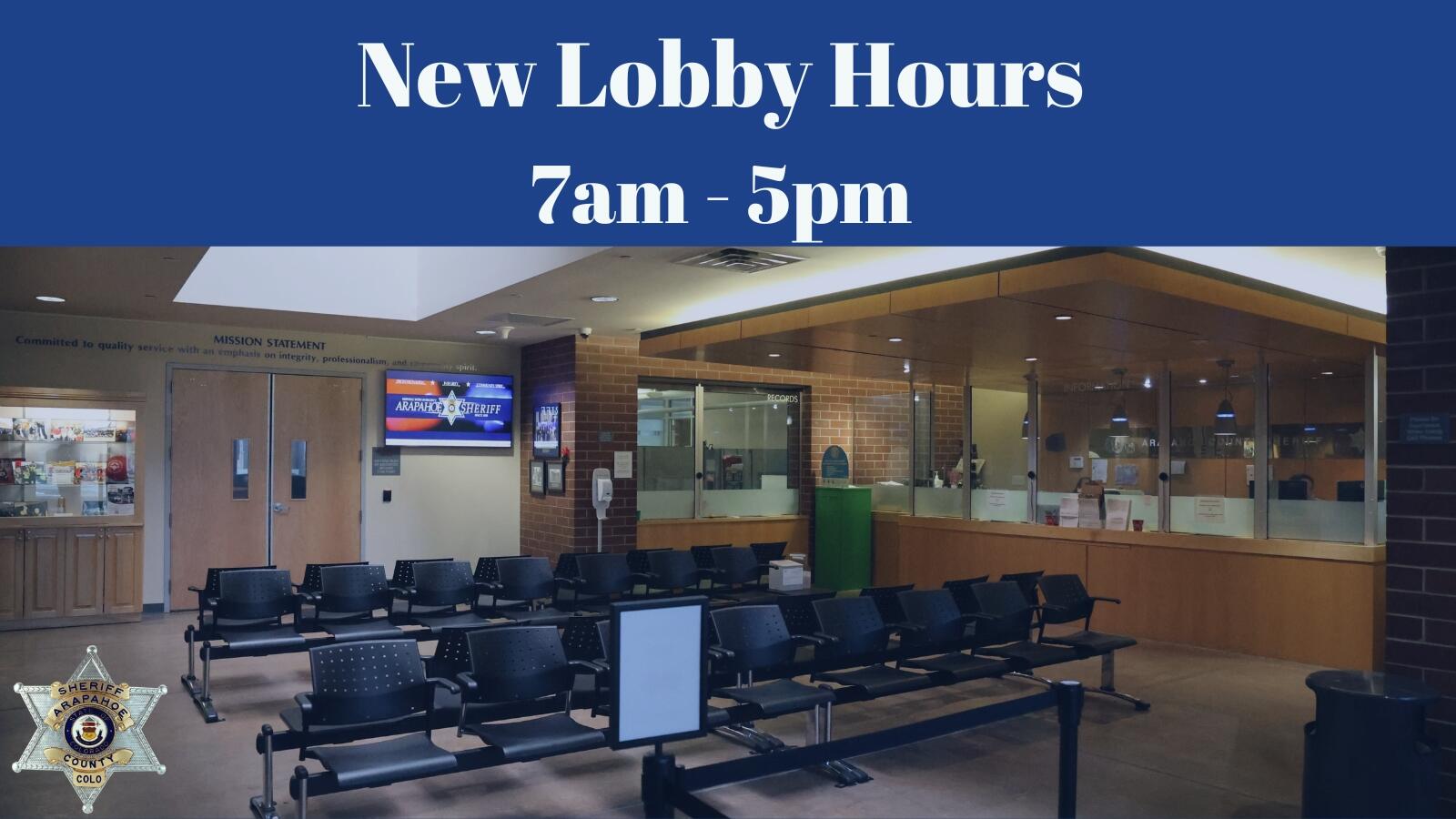 ***NEW LOBBY HOURS*** Beginning April 1, the lobby at the Arapahoe