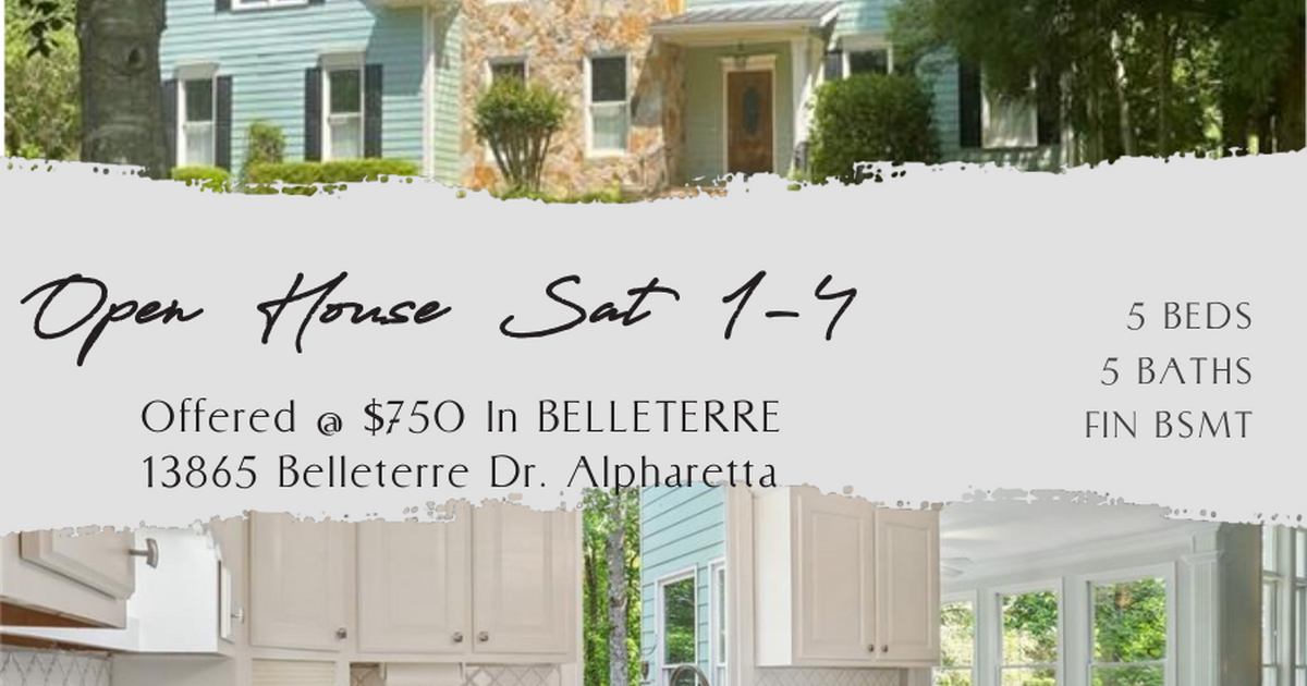 OPEN HOUSE Sat 14 Belleterre in Alpharetta for 750000 in Suwanee, GA